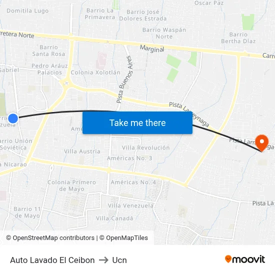 Auto Lavado El Ceibon to Ucn map