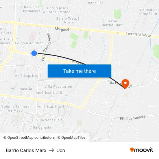 Barrio Carlos Marx to Ucn map