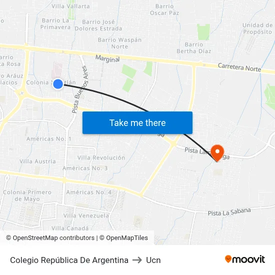 Colegio República De Argentina to Ucn map