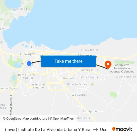 (Invur) Instituto De La Vivienda Urbana Y Rural to Ucn map