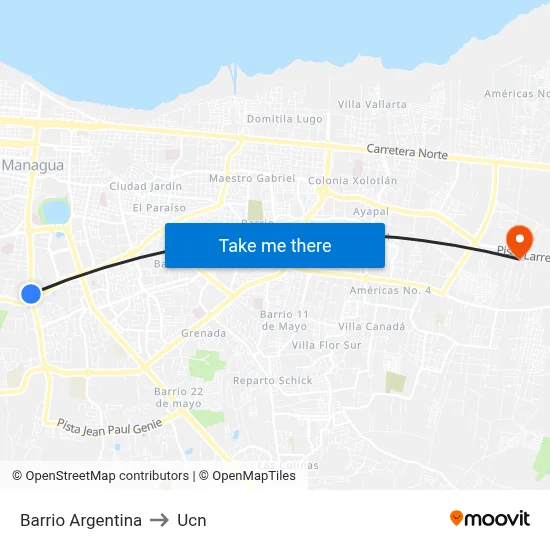 Barrio Argentina to Ucn map