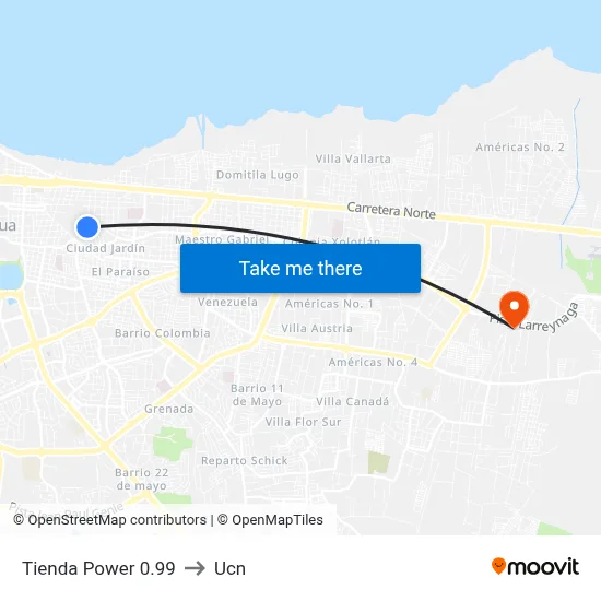 Tienda Power 0.99 to Ucn map