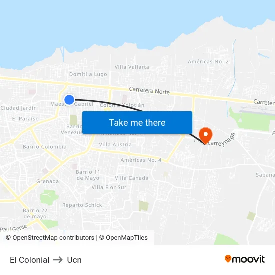 El Colonial to Ucn map