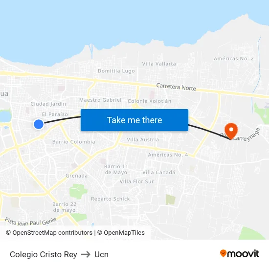 Colegio Cristo Rey to Ucn map