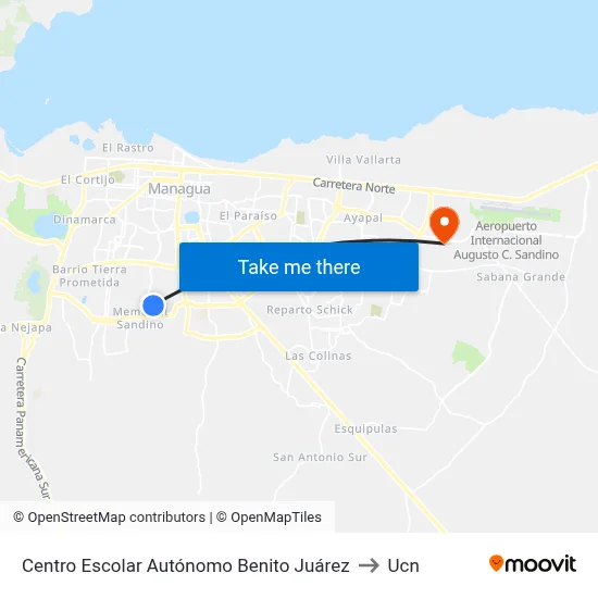 Centro Escolar Autónomo Benito Juárez to Ucn map