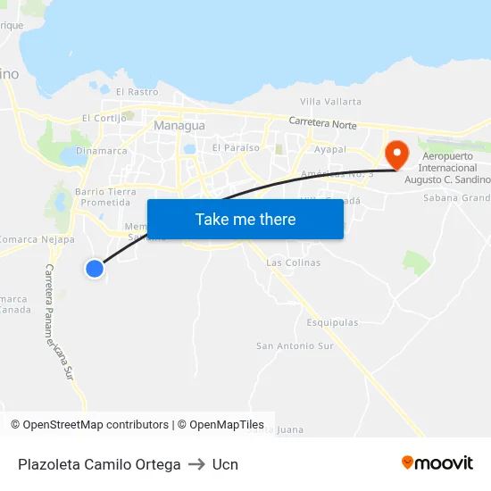 Plazoleta Camilo Ortega to Ucn map