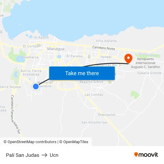 Palí San Judas to Ucn map