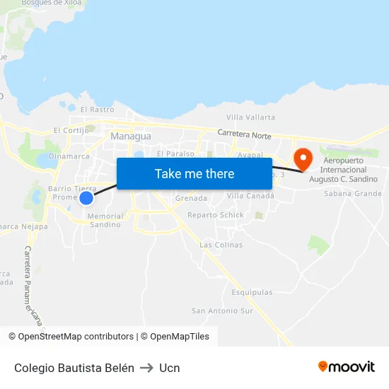 Colegio Bautista Belén to Ucn map