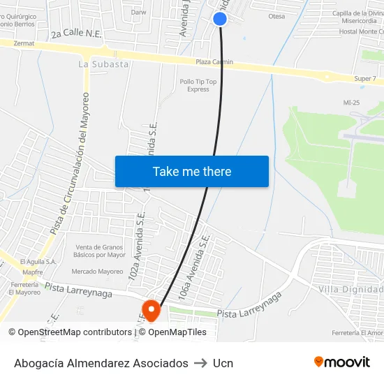 Abogacía Almendarez Asociados to Ucn map