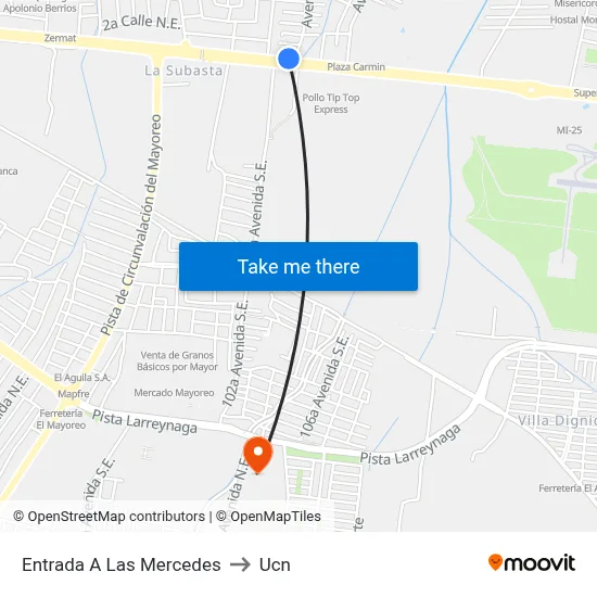 Entrada A Las Mercedes to Ucn map