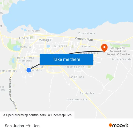 San Judas to Ucn map