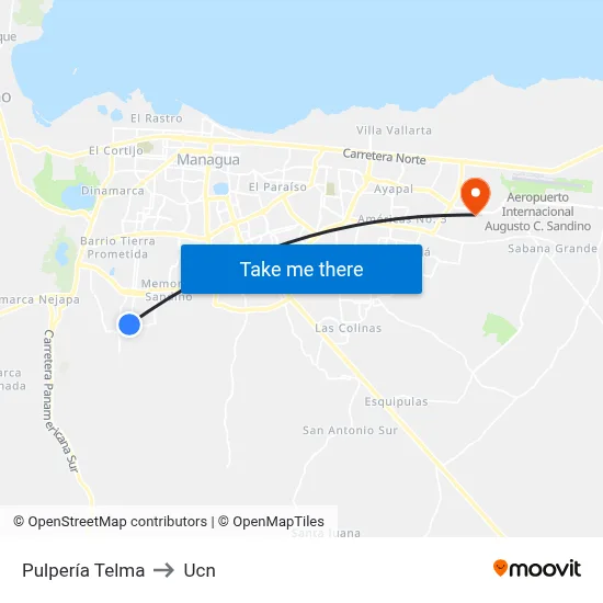Pulpería Telma to Ucn map