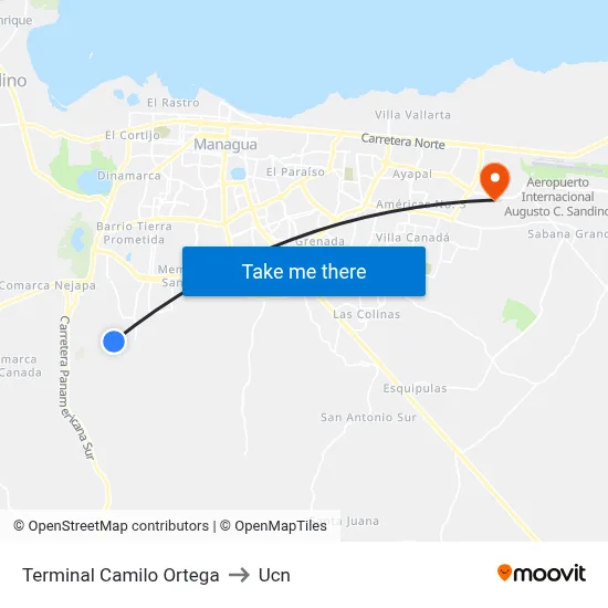 Terminal Camilo Ortega to Ucn map