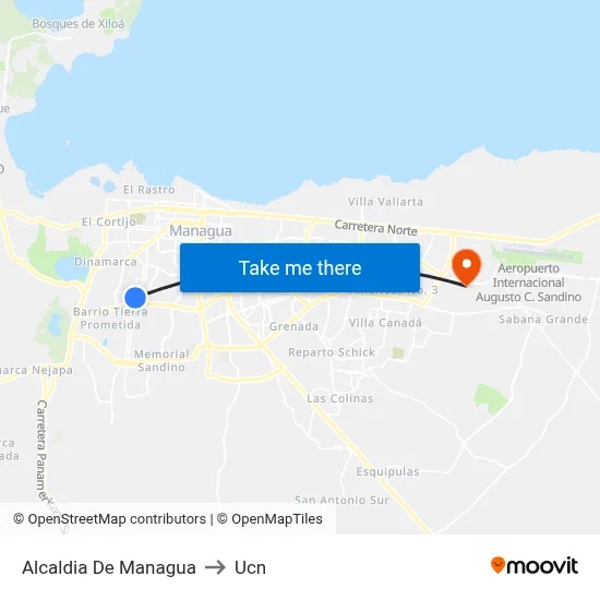 Alcaldia De Managua to Ucn map