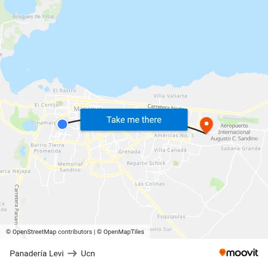 Panadería Levi to Ucn map