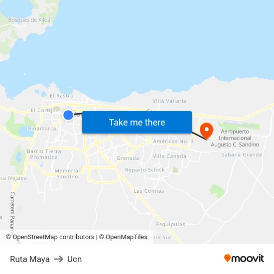 Ruta Maya to Ucn map