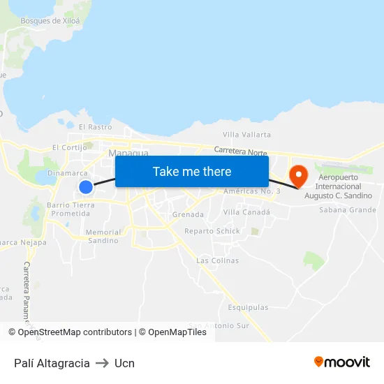 Palí Altagracia to Ucn map