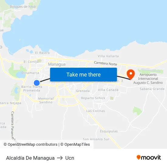 Alcaldía De Managua to Ucn map