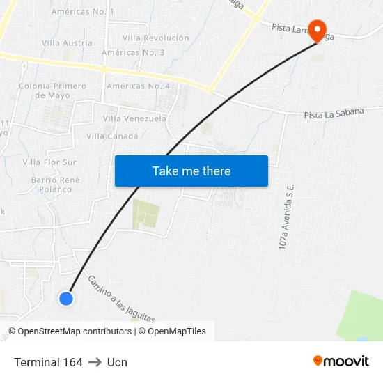 Terminal 164 to Ucn map