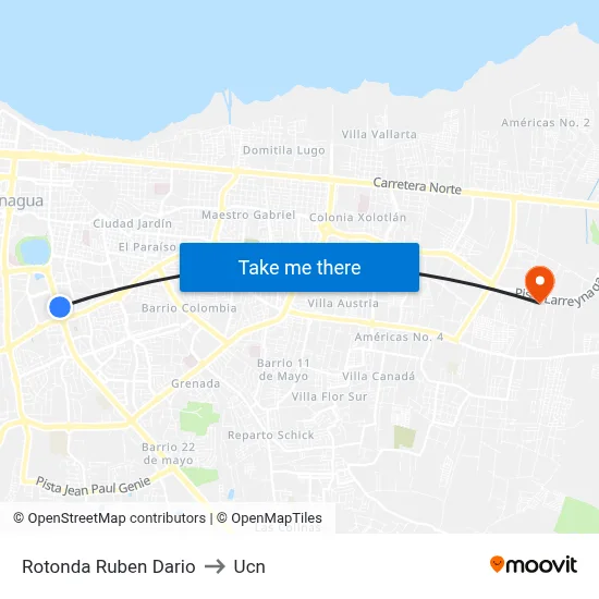 Rotonda Ruben Dario to Ucn map