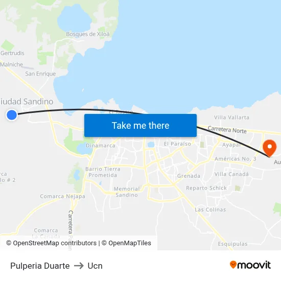 Pulperia Duarte to Ucn map