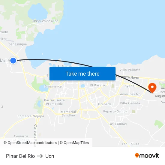 Pinar Del Rio to Ucn map