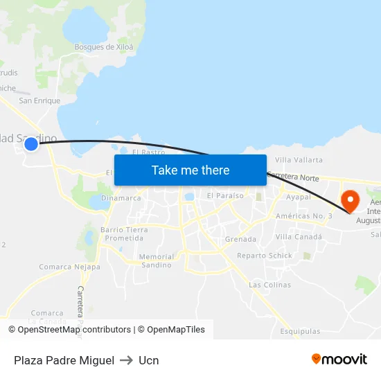 Plaza Padre Miguel to Ucn map