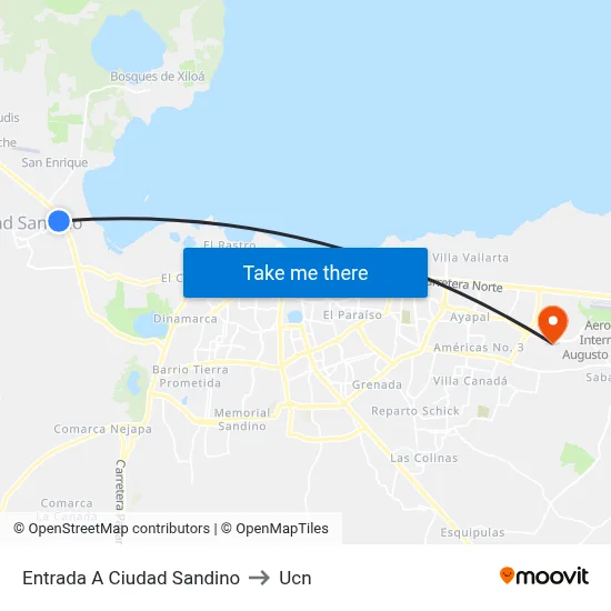 Entrada A Ciudad Sandino to Ucn map