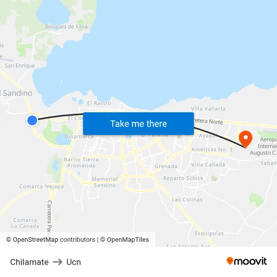 Chilamate to Ucn map