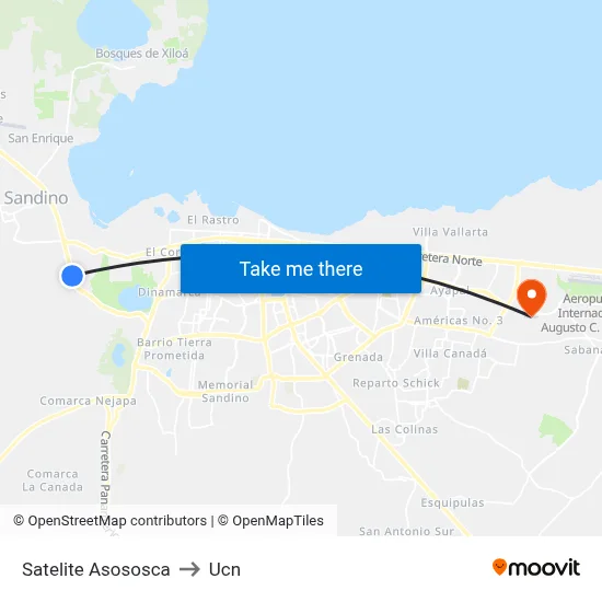 Satelite Asososca to Ucn map
