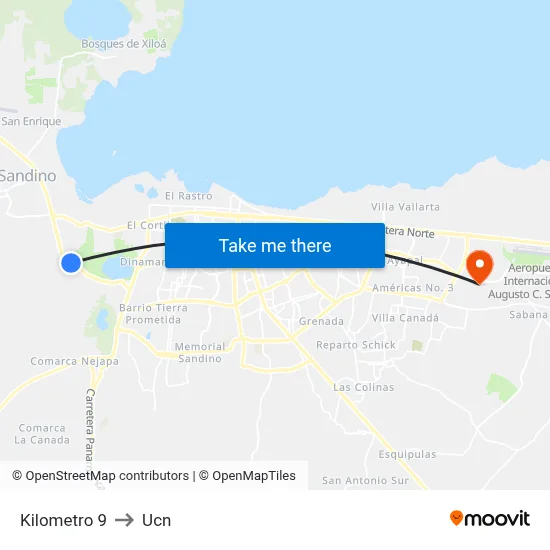 Kilometro 9 to Ucn map