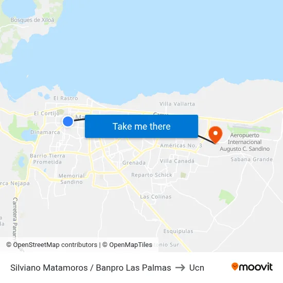 Silviano Matamoros / Banpro Las Palmas to Ucn map