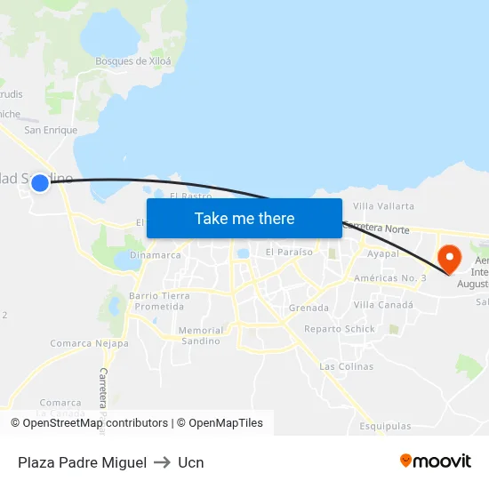 Plaza Padre Miguel to Ucn map