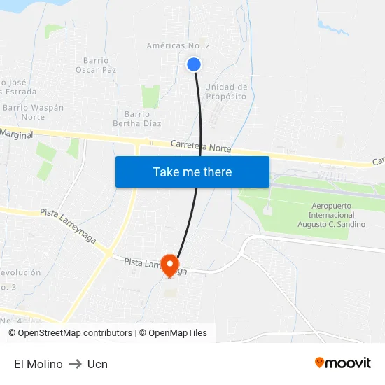 El Molino to Ucn map