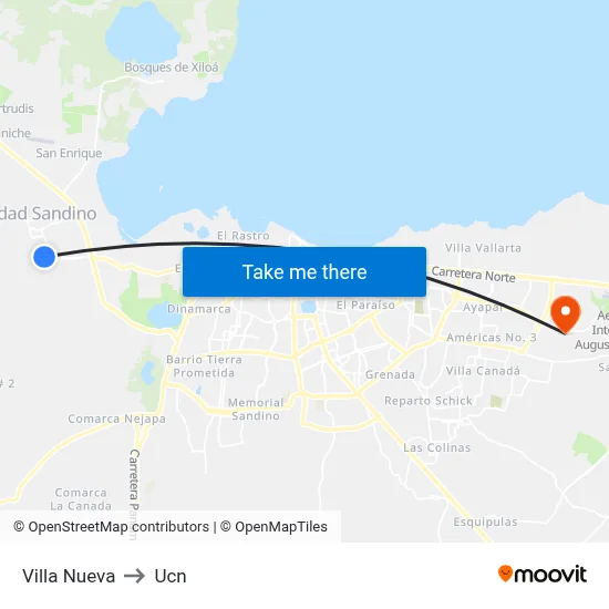 Villa Nueva to Ucn map