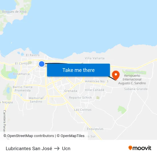 Lubricantes San José to Ucn map