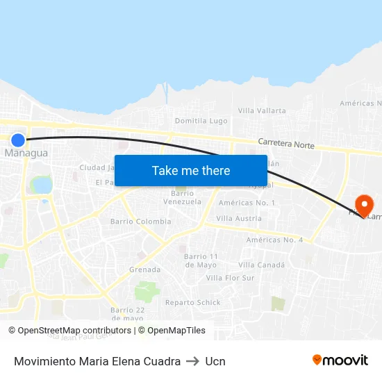 Movimiento Maria Elena Cuadra to Ucn map