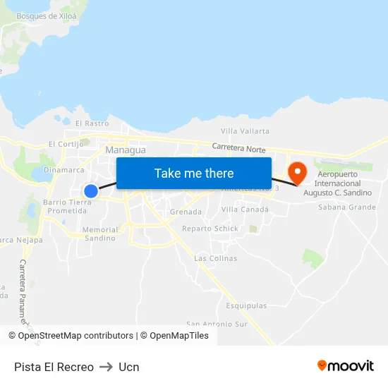 Pista El Recreo to Ucn map