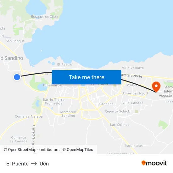 El Puente to Ucn map
