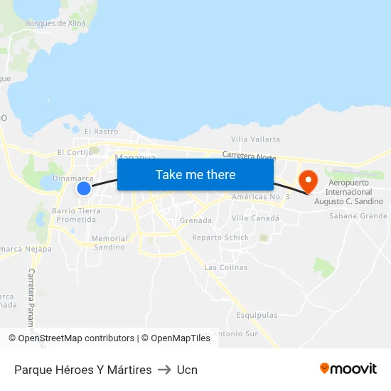 Parque Héroes Y Mártires to Ucn map