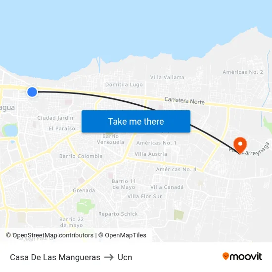 Casa De Las Mangueras to Ucn map