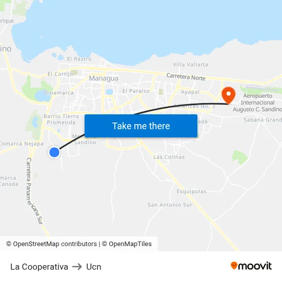 La Cooperativa to Ucn map