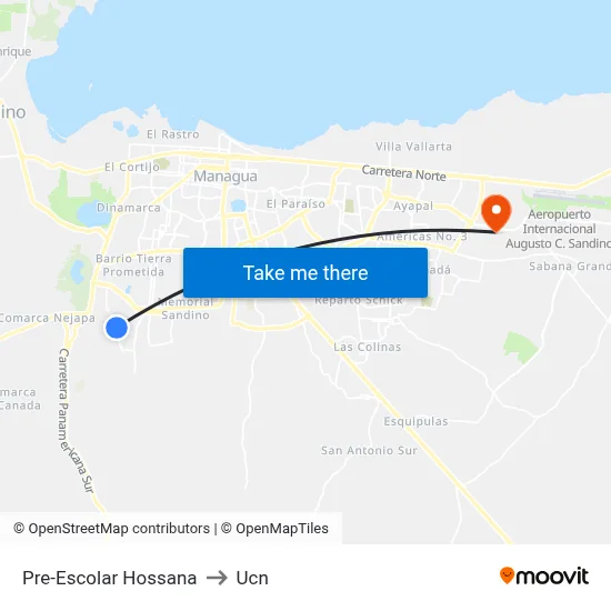 Pre-Escolar Hossana to Ucn map