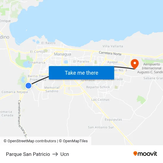 Parque San Patricio to Ucn map