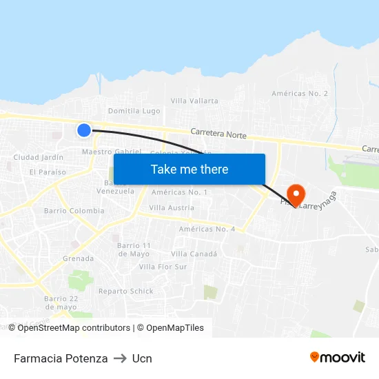 Farmacia Potenza to Ucn map