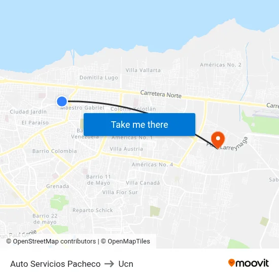 Auto Servicios Pacheco to Ucn map