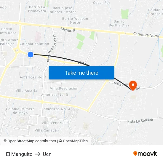 El Manguito to Ucn map
