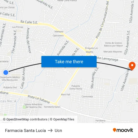 Farmacia Santa Lucía to Ucn map