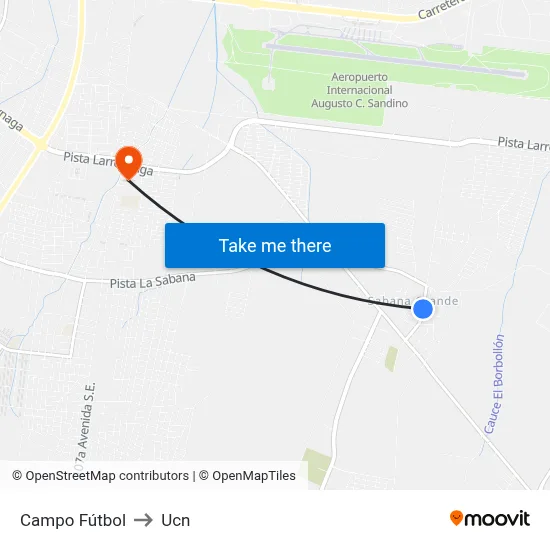 Campo Fútbol to Ucn map