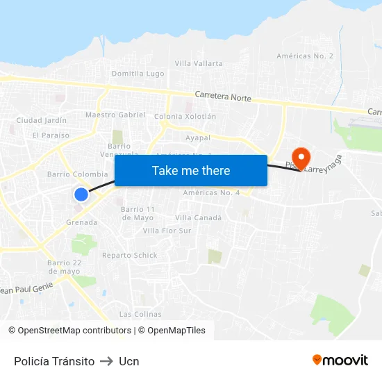 Policía Tránsito to Ucn map